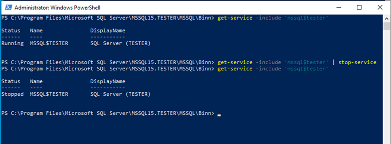 powershell stop sql server service