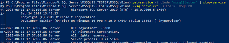 powershell start sql server