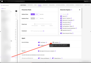 Sentinel One SQL server cluster - disable the snapshot