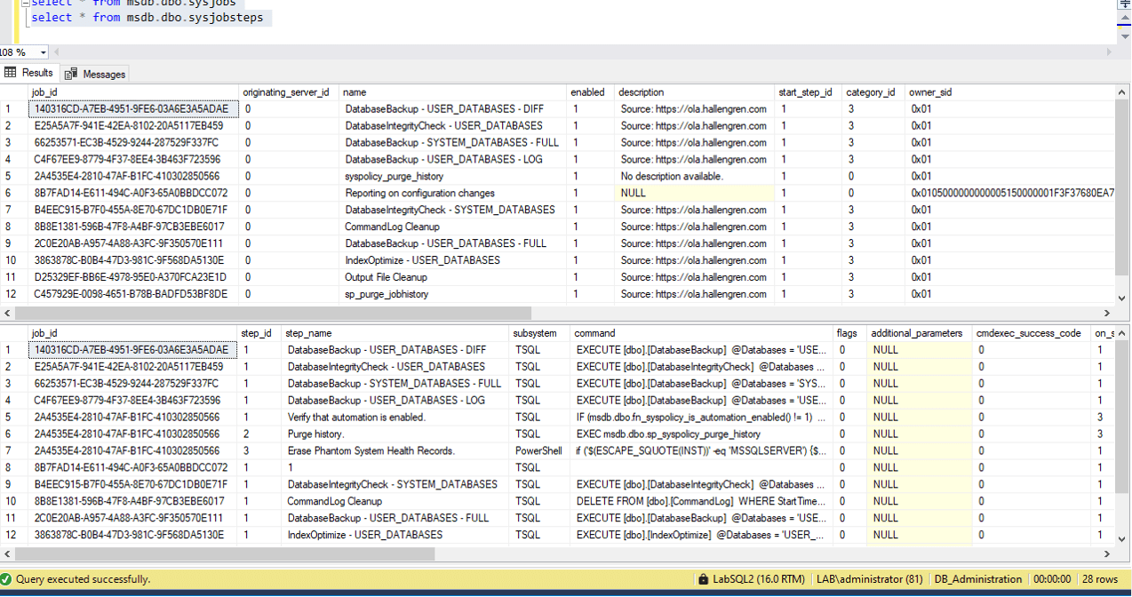 SQL Server maintenance jobs