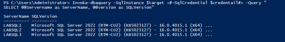 invoke dbaquery PowerShell output