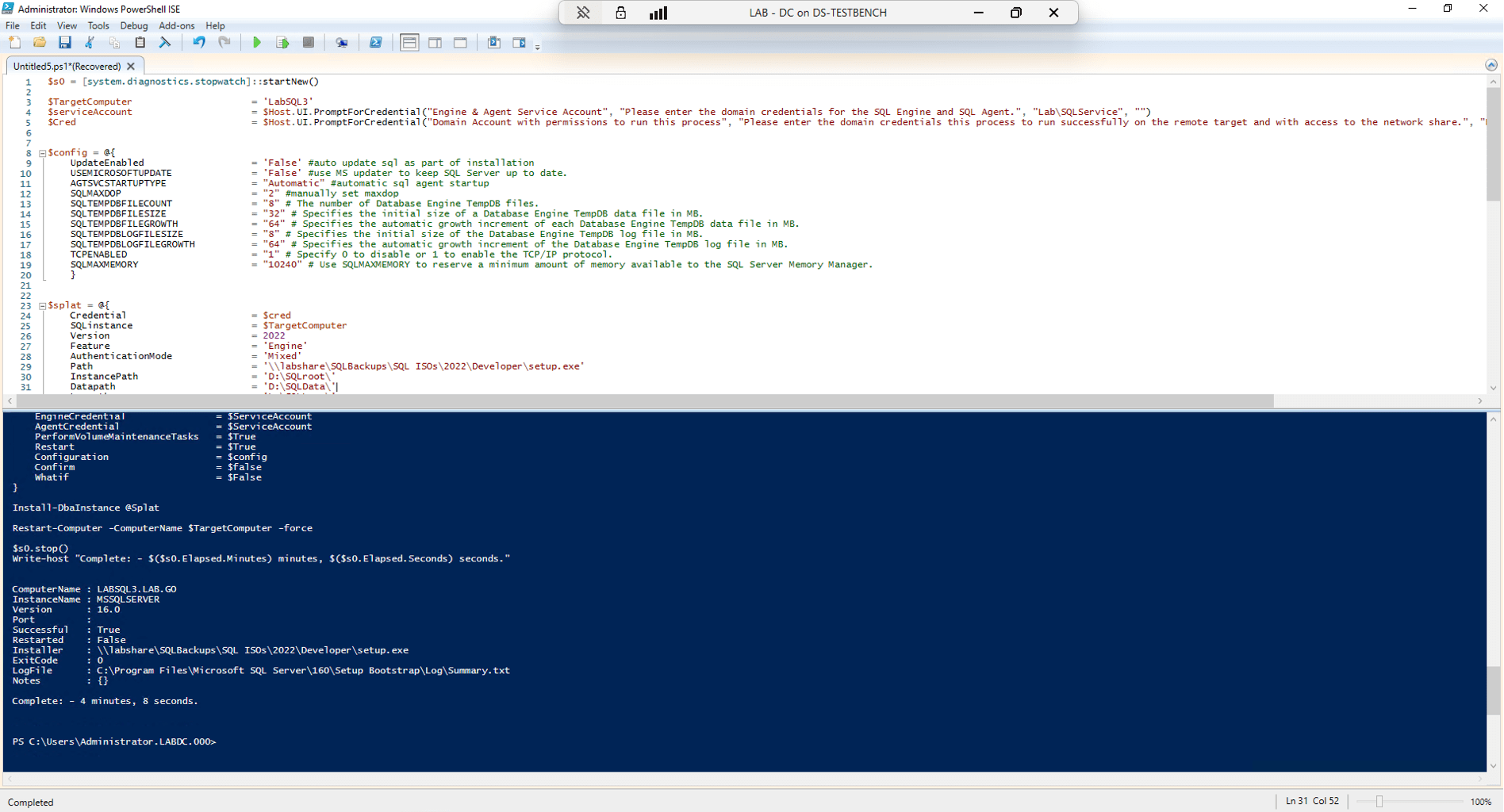 save time on SQL Server installs with Install-DbaInstance - fresh install results
