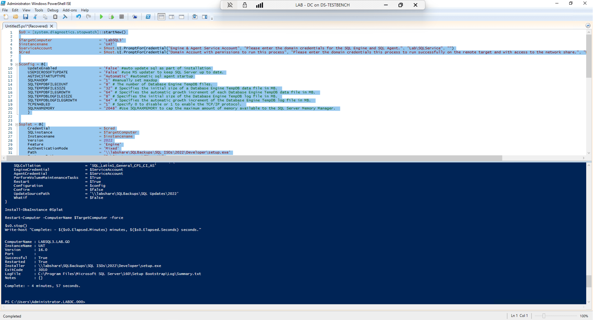 save time on SQL Server installs with Install-DbaInstance - install and update